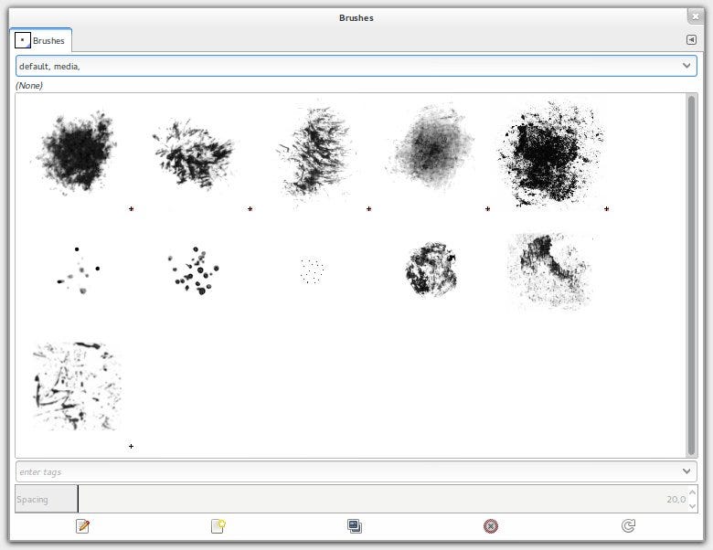 Gimp 2.9 Set Brushes. How to organize the new set by Americo