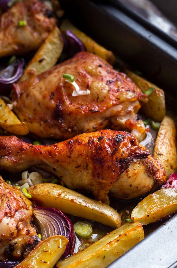 One Pan Chicken And Potatoes With Garlic Parmesan Spinach Cream Sauce By Eatwell 101 Medium