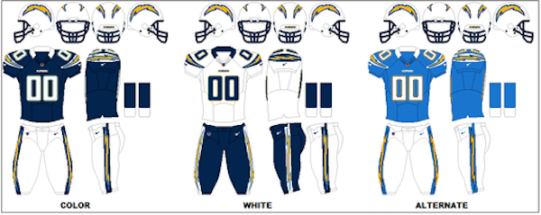 san diego chargers away jersey color