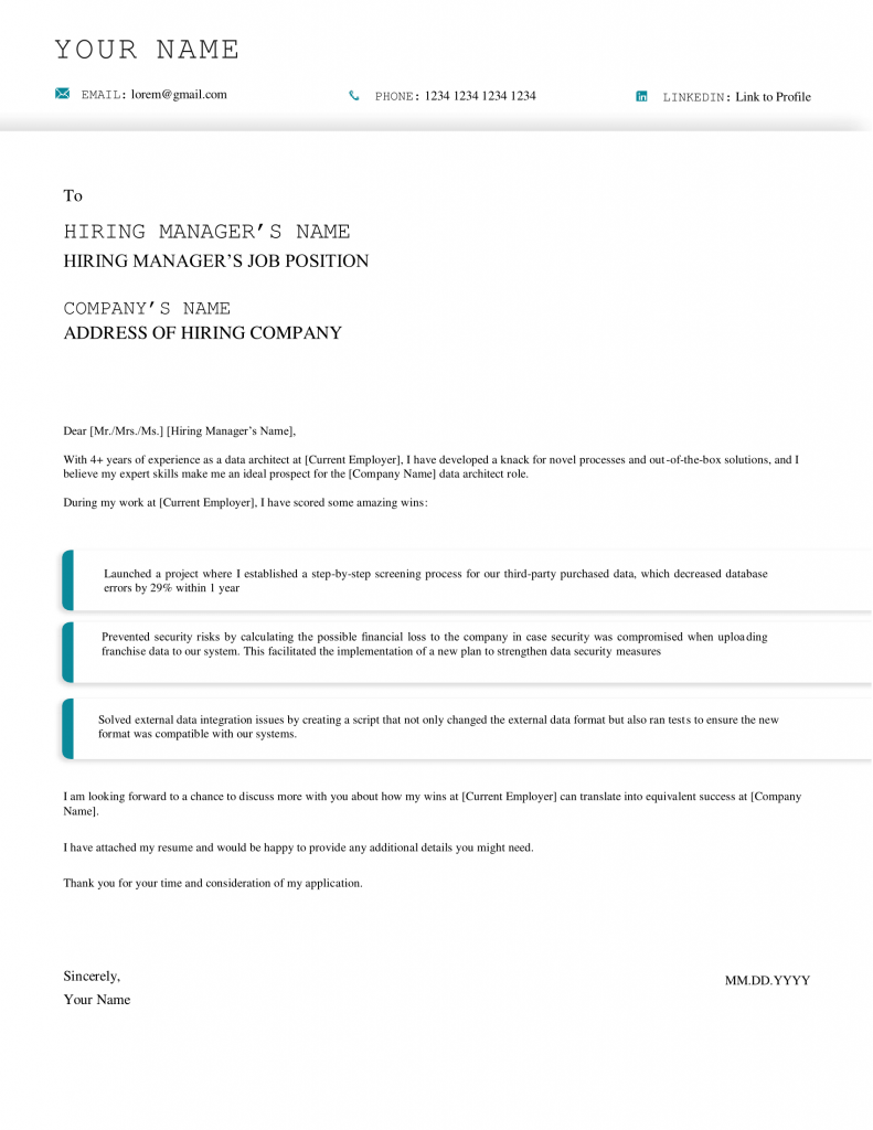 Data Architect Cover Letter Template 365 Data Science By 365 Data Science Medium