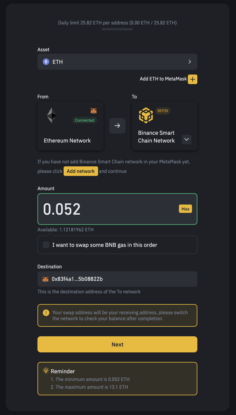 How to find eth wallet address on binance