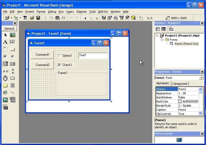 A look at Visual Basic 6.0 IDE A look at Visual Basic 6.0 IDE