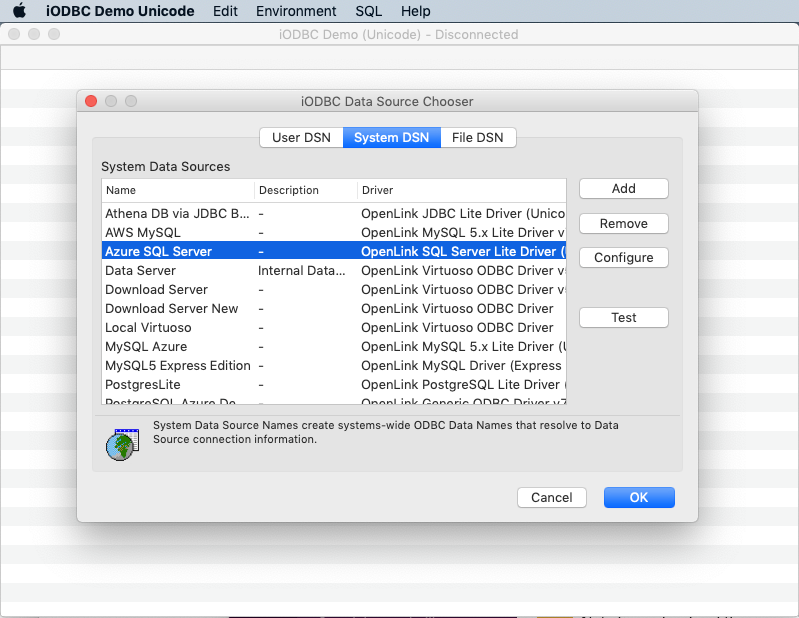 Odbc Connection From Macos To Microsoft Sql Server On Azure By Kingsley Uyi Idehen Openlink Odbc Jdbc Ado Net Data Access Drivers Blog Medium