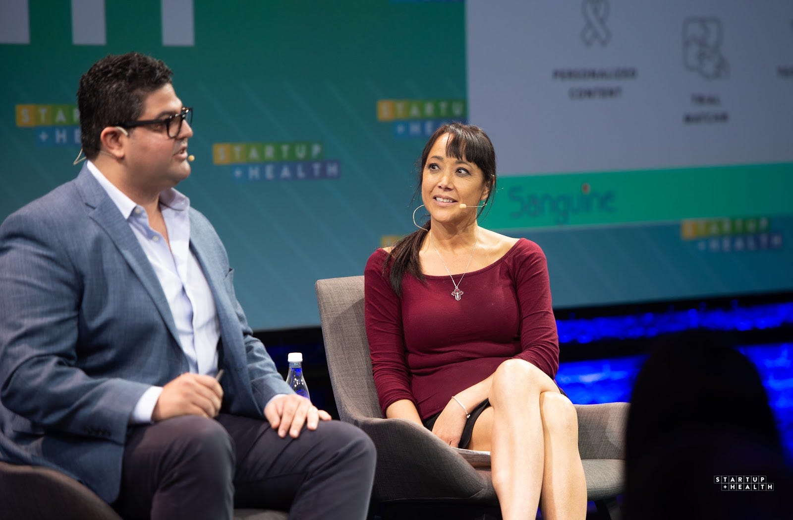 lupus patient christine von raesfeld on stage at Startup Health Festival 2019