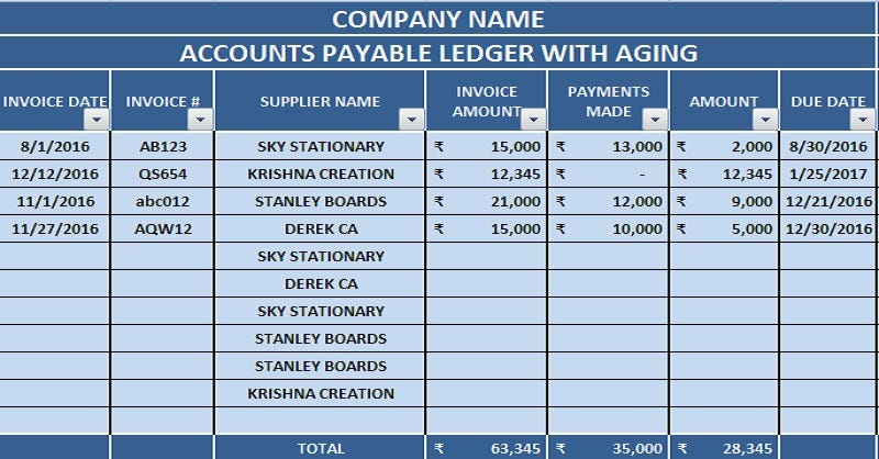 Bookkeeping Ledger Template Excel