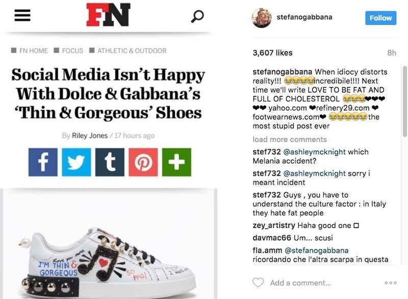 dolce and gabbana shoe controversy