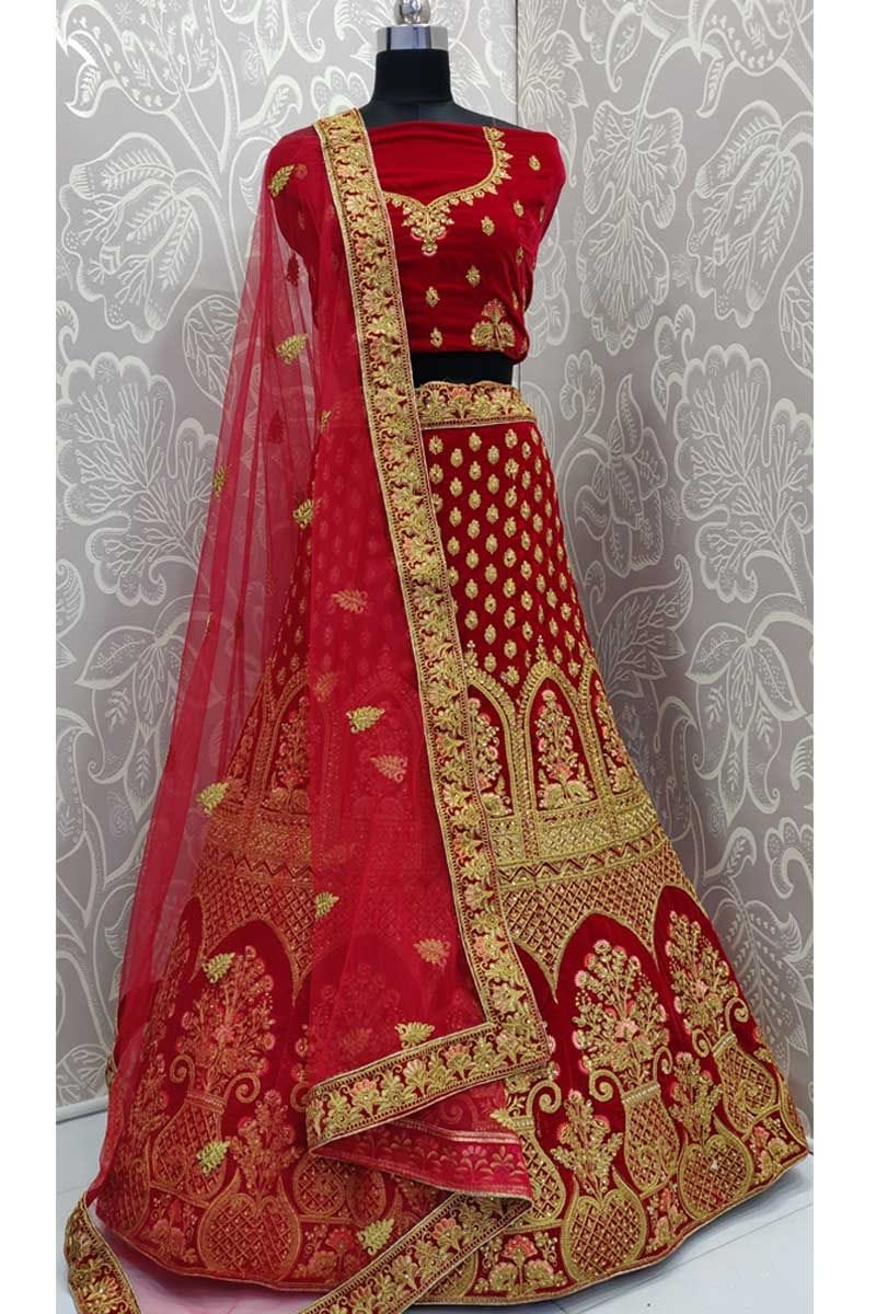 bridal lehenga designs in red colour
