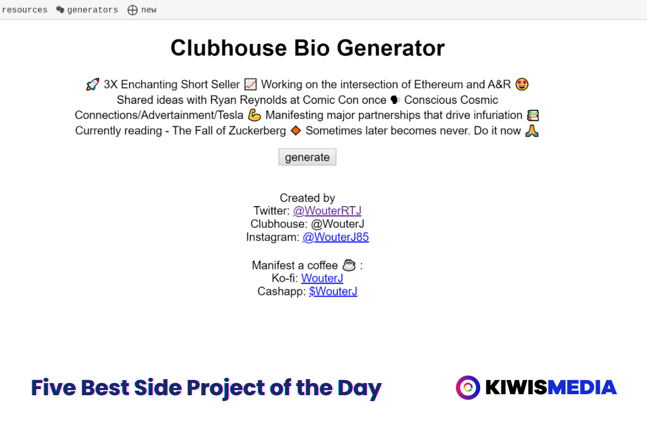Clubhouse Bio Generator KiwisMedia