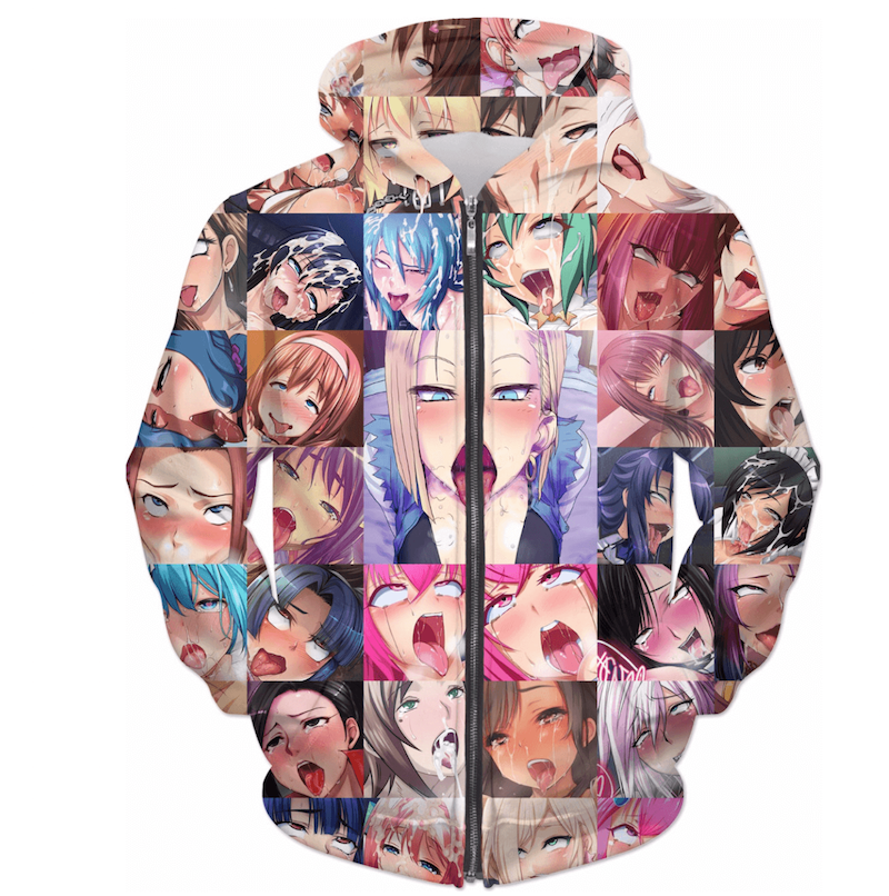 anime o face hoodie