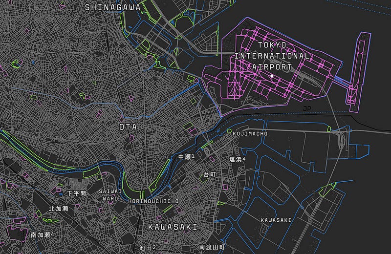 Terminal: Cyberpunk map style. By: Saman Bemel Benrud | by Mapbox | maps for developers