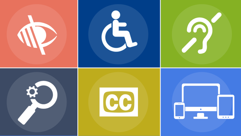 Image of various barriers to digital accessibility. No captions, alt formats not accessible. 