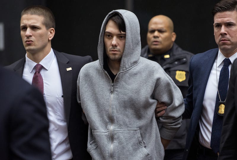 Martin Shkreli in his iconic gray hoodie at his 2017 federal court trial