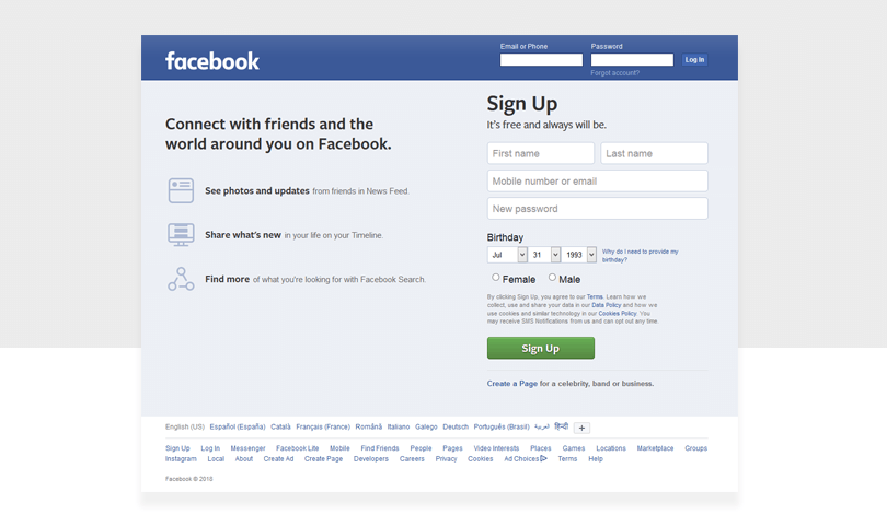10 inspiring examples of sign up forms by Justinmind