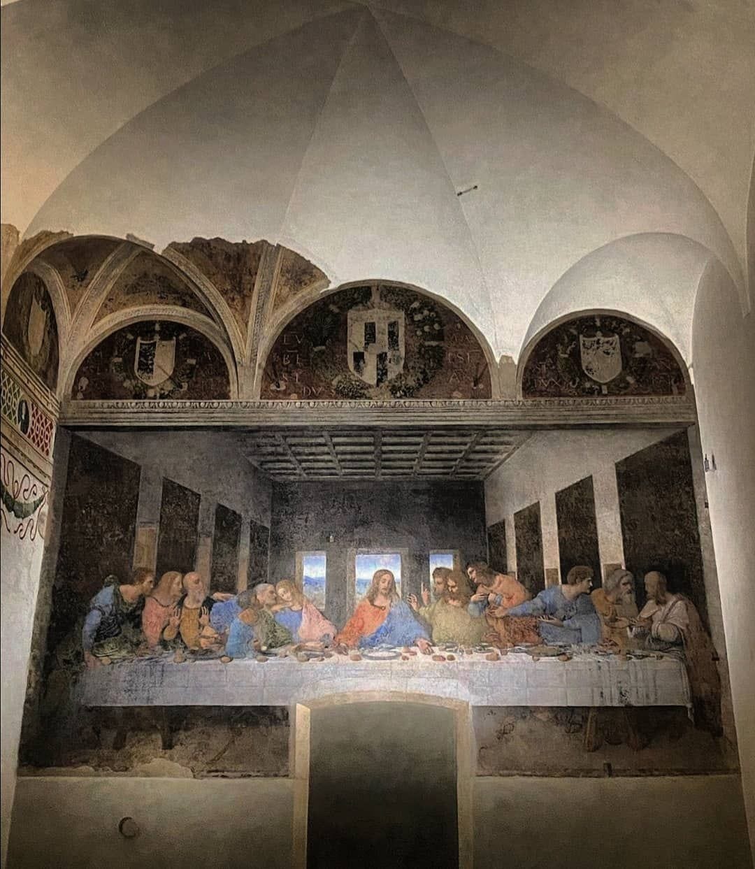 Son Akşam Yemeği, 1495–1498 dolayları, Alçı üzerine yağlı boya ve tempera, 460 x 880 cm, Santa Maria delle Grazie yemekhanesi
