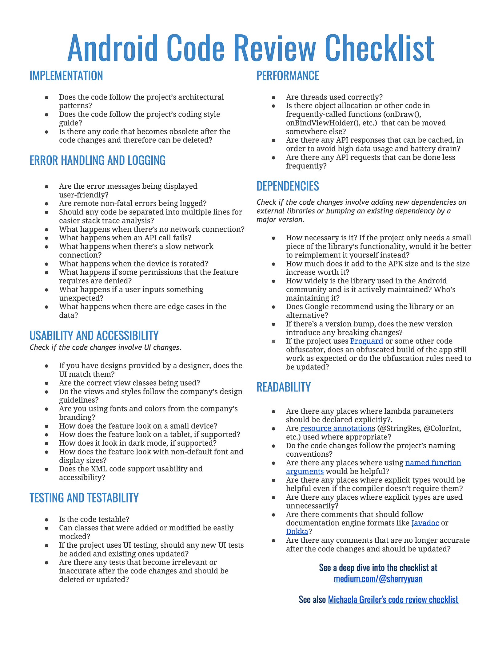 Android Code Review Checklist. A checklist of things to watch out for ...