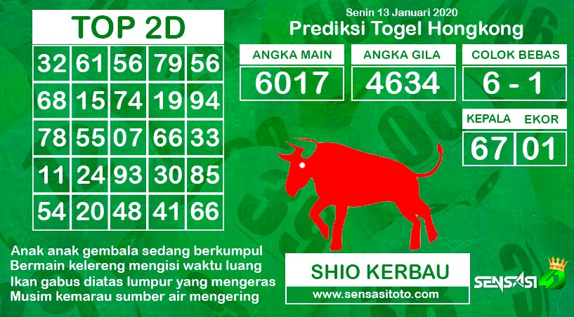 Shio Togel Ikan Gabus
, Prediksi Togel Akurat Senin 13 Januari 2020 By Jhony Parlay Medium