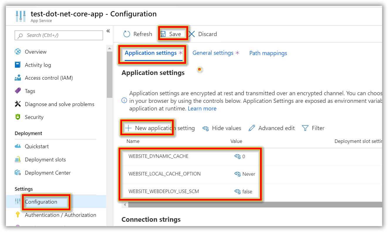 Testing configuration settings