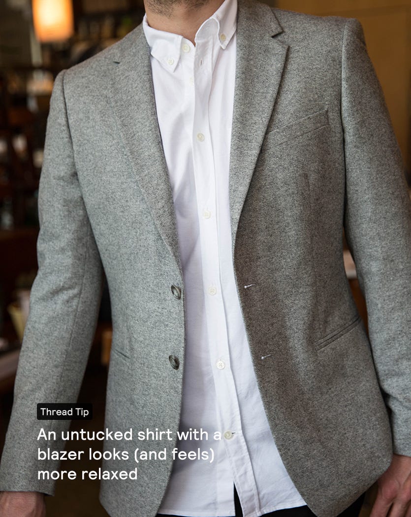 untucked shirt and blazer