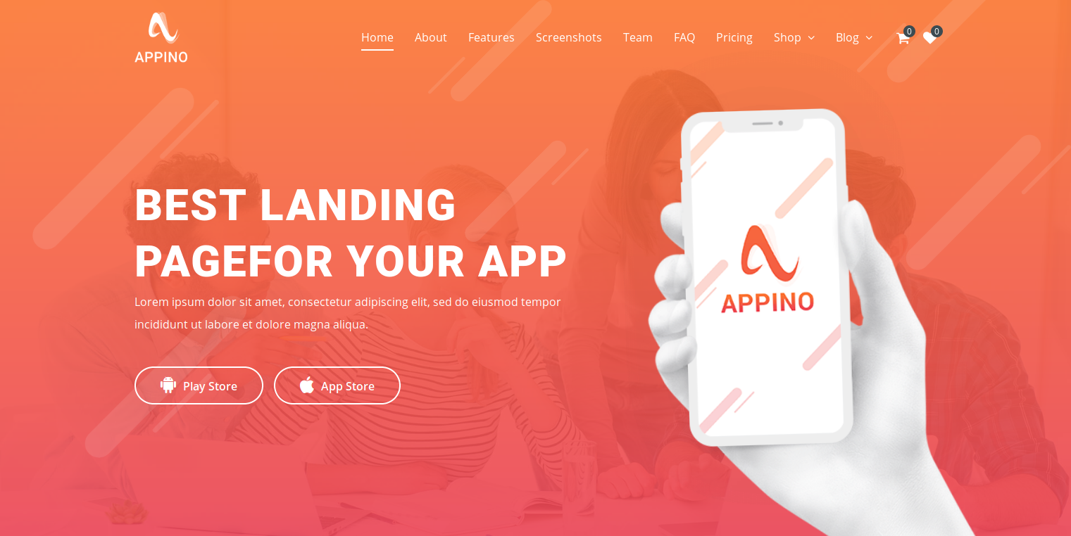 Creative WordPress Mobile App Landing Page