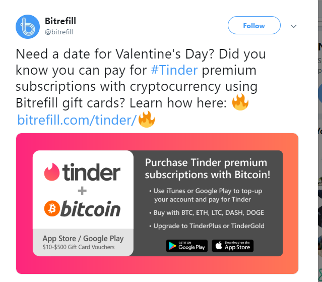 Happy Valentines Day Buy Tinder Subscriptions With Bitcoin By Bitcoinik Bitcoinikdotcom Medium