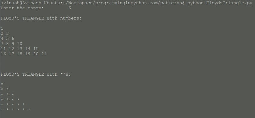 Print a Floyd’s Triangle Pattern in Python | by Avinash Nethala ...