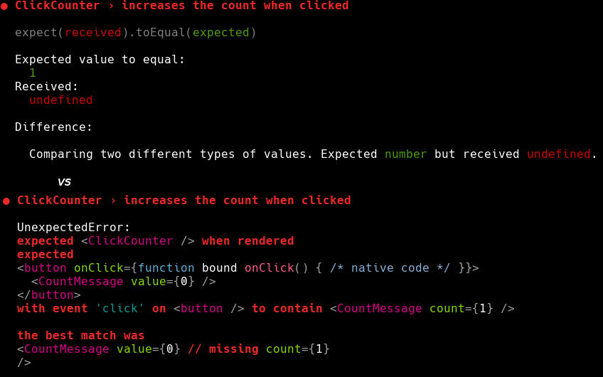 enzyme vs unexpected-react. A comparison of tests and outputs from ...