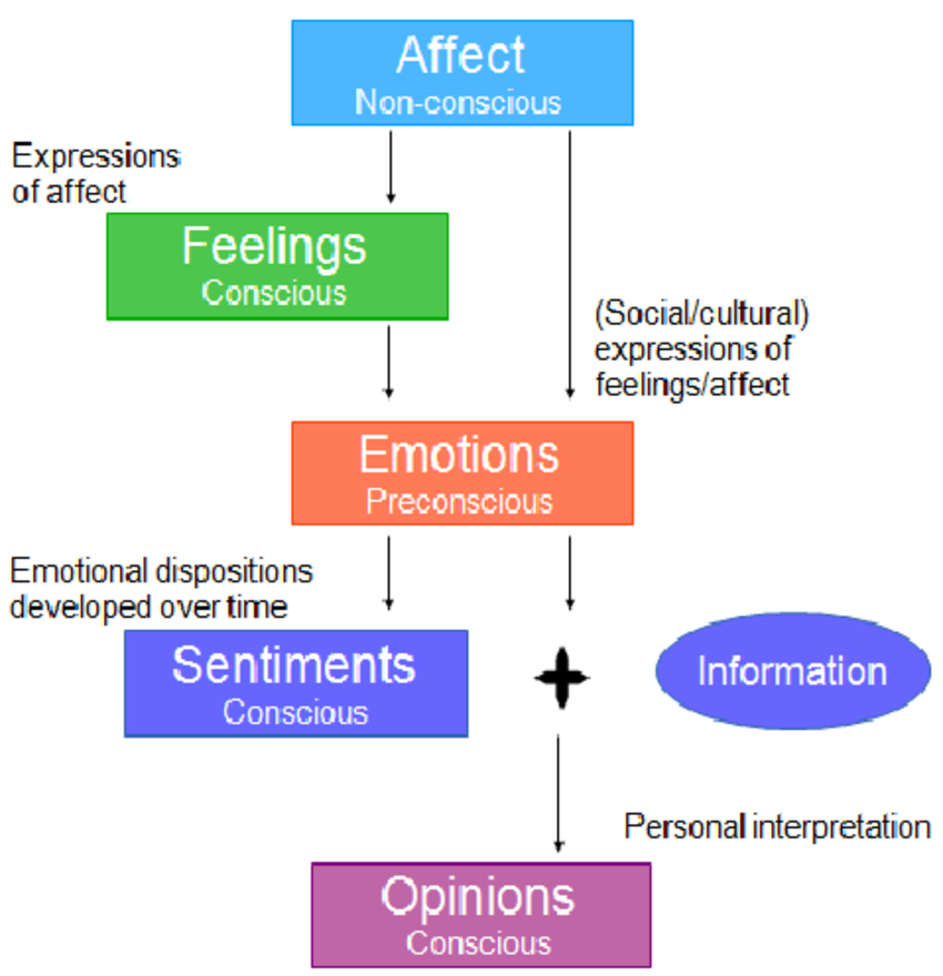 Differentiating between Affect, Feeling, Emotion, Sentiment, and