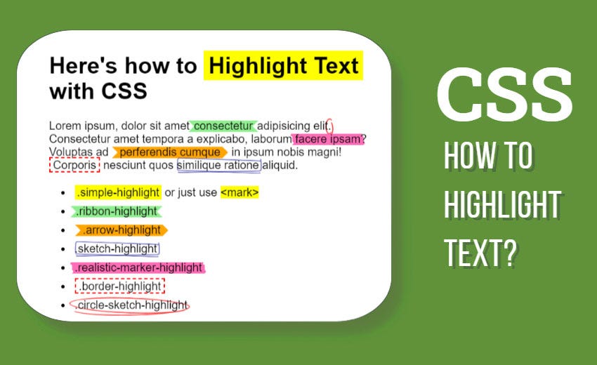 7 Cool CSS Highlight Text Effects 😎 by John Negoita Medium