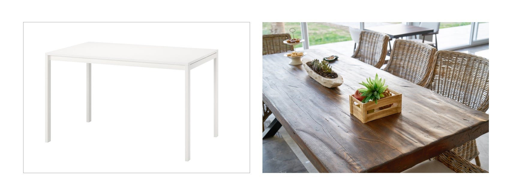 ikea table vs real wooden table