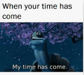 Master Oogway saying: "My time has come"