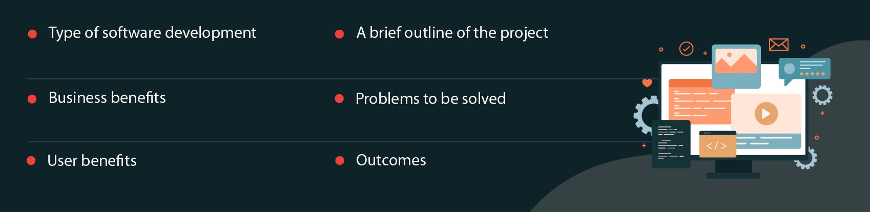 Write a Good Project Summary The project overview should include the problems to be solved by the software and the goals that it’ll achieve. Make the purpose of the project and users’ problems clear.