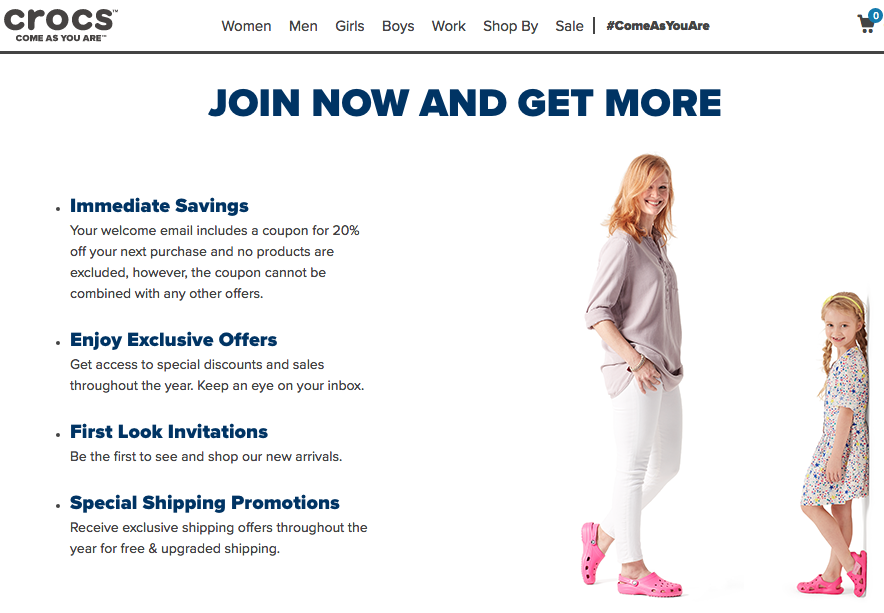 crocs sign up 20 off