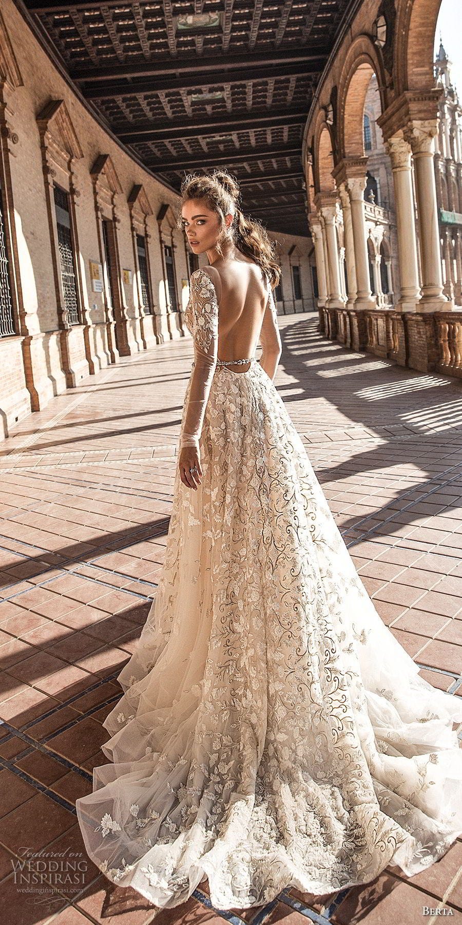 Berta Fall Winter 2018 Style 18 115 Long Sleeves Open Back Nude
