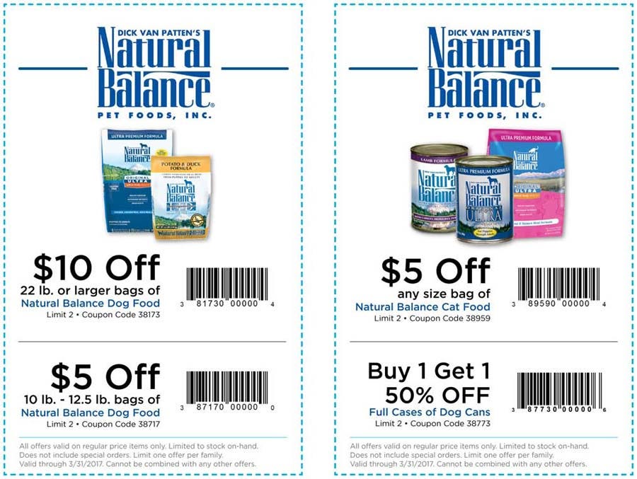 coupons for natural balance dog food