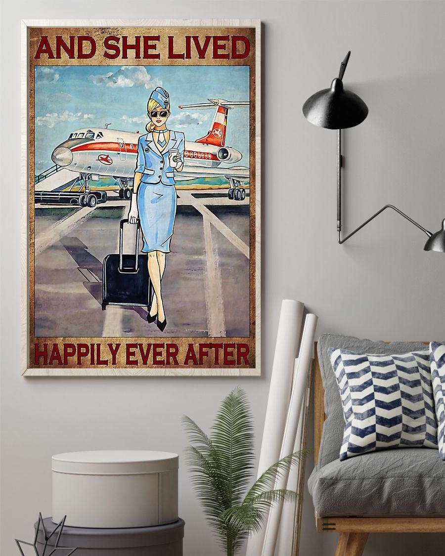 Hot Blue Flight Attendance And She Live Happily Ever After Poster By New Style 4 0 3000 Jul 2020 Medium