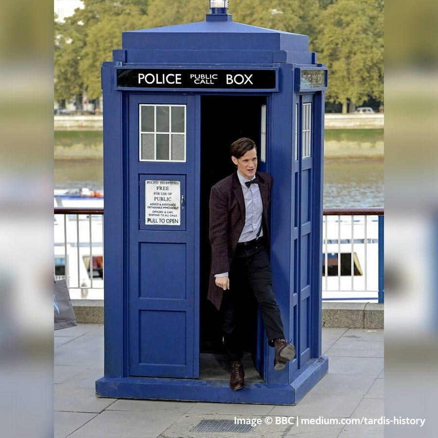 Image result for matt smith with police box