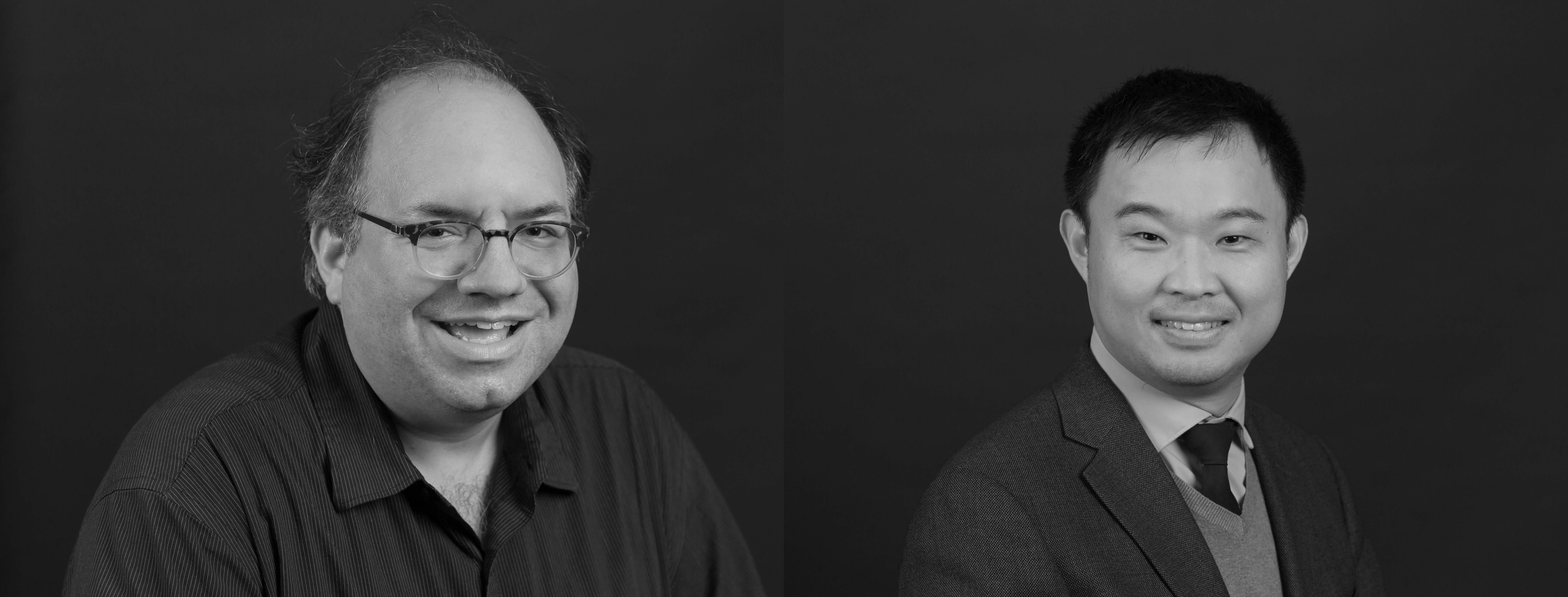 Good Systems Outgoing Executive Team Chair Kenneth Fleischmann (left) and Chair-Elect Junfeng Jiao (right).