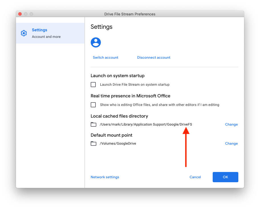 Drive File Stream preferences