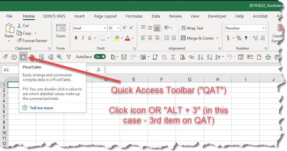 How To Insert Excel Pivot Tables Pivot Tables Tip 1 By Don Tomoff