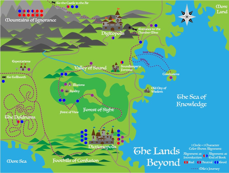 Mapping “The Phantom Tollbooth”. Following Milo’s iconic journey 