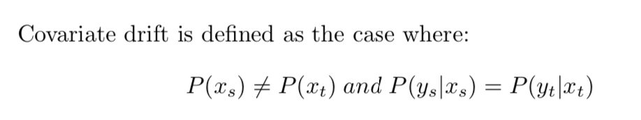 covariate data drift definition and formula