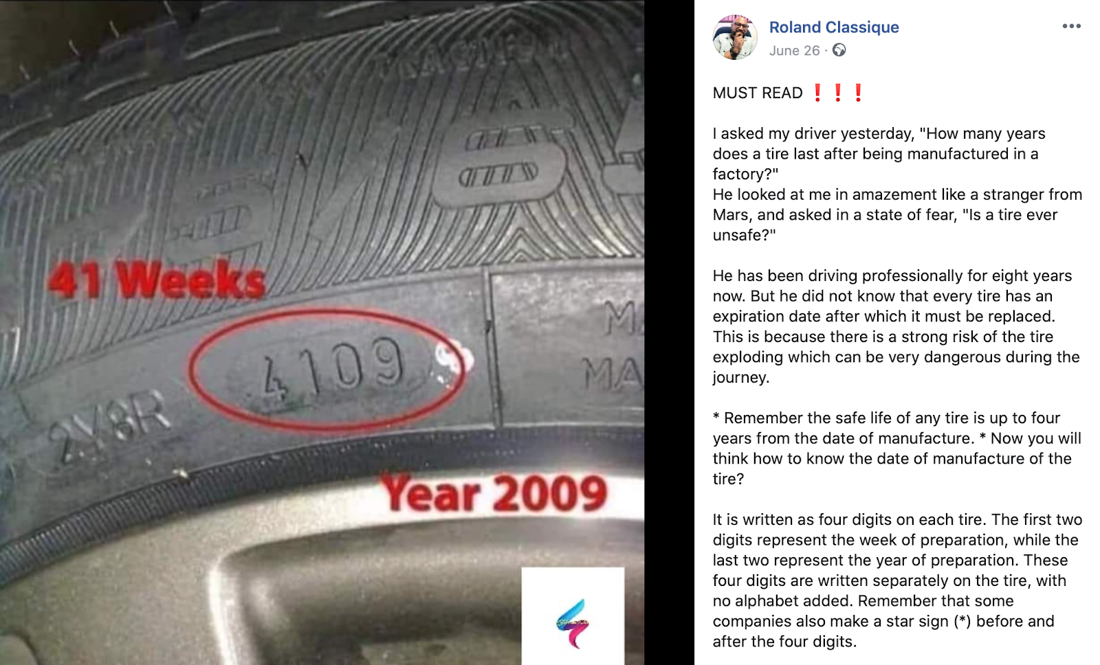 FALSE: It is not possible to determine the expiry date of a car tyre from  the numbers on its sidewall | by PesaCheck | PesaCheck
