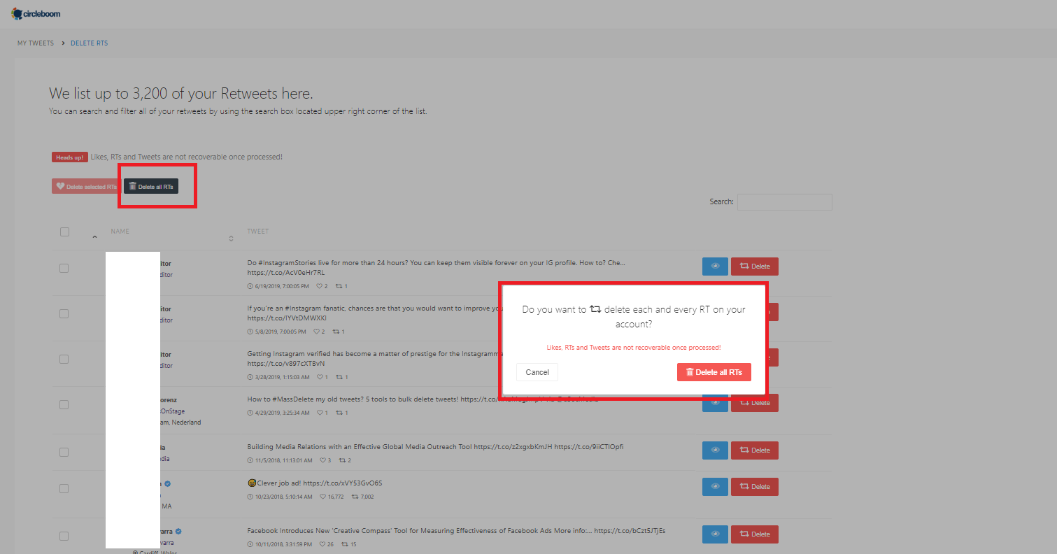 How to Delete your Retweets and Tweets in a Click — Circleboom