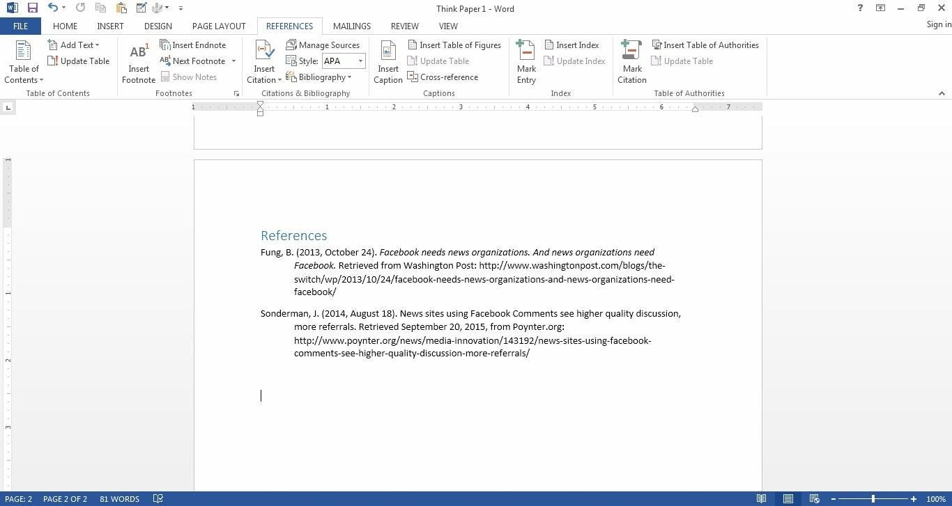 Cite Your References”: Citation Tips and Tricks Using MS Word  by