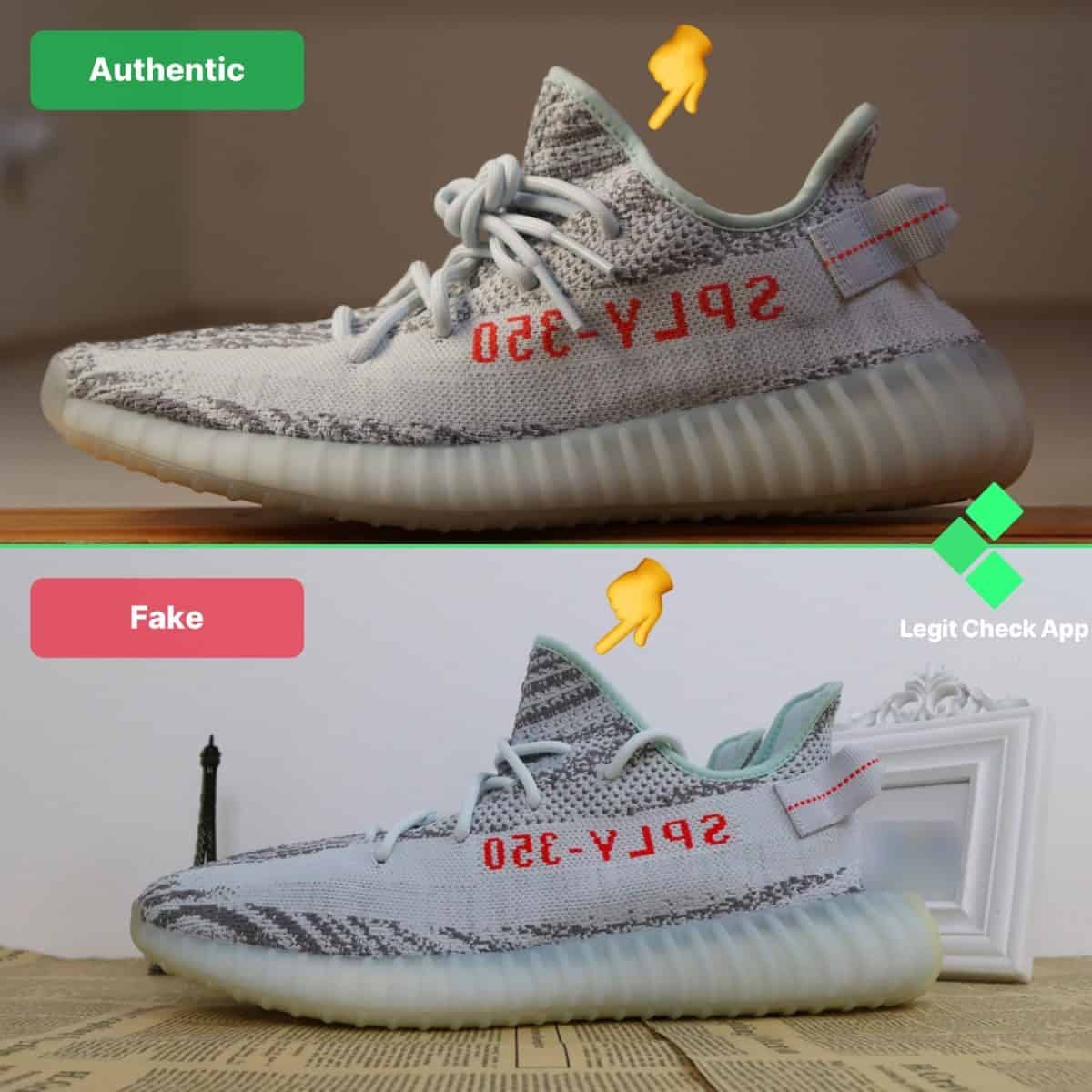 Vs Fake Yeezy Boost 350 V2 Blue Tint 