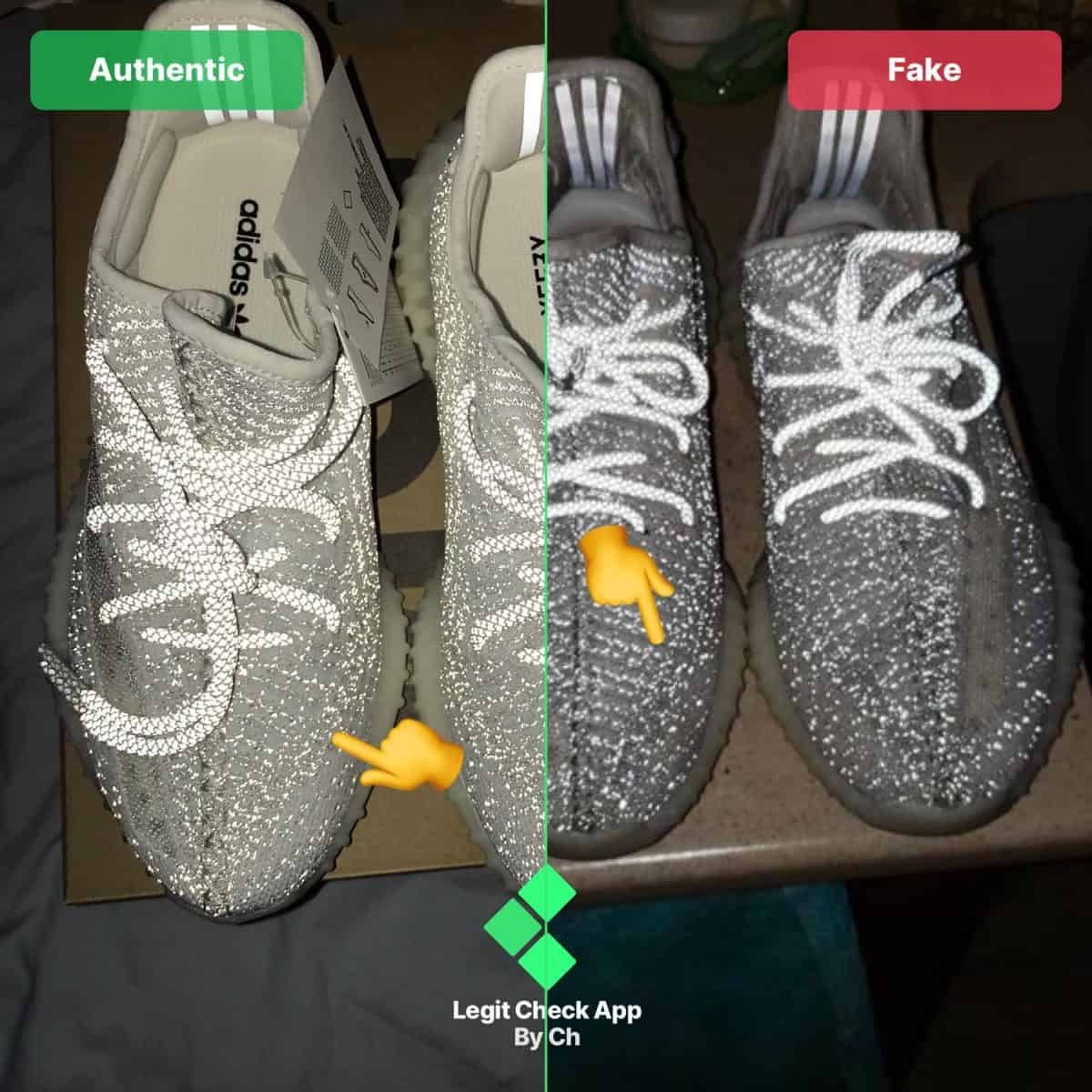 Fake Vs Real Yeezy Static Reflective 
