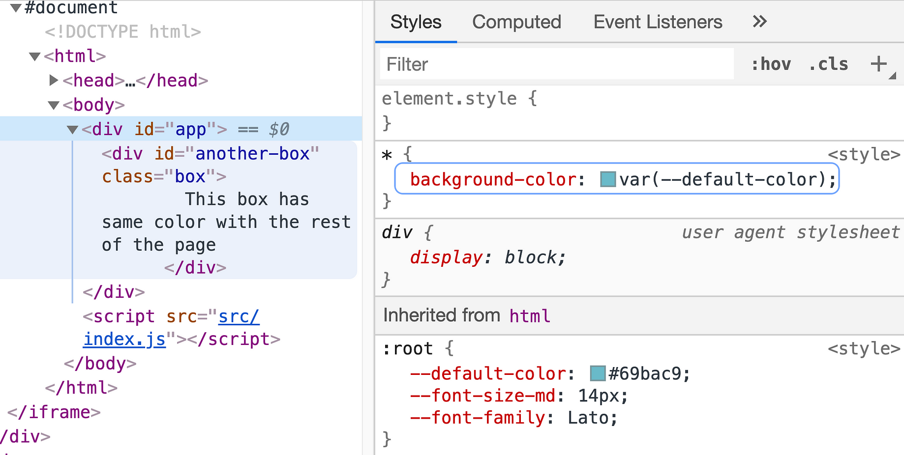 Dynamic theme with CSS Variables. Theming a web application is