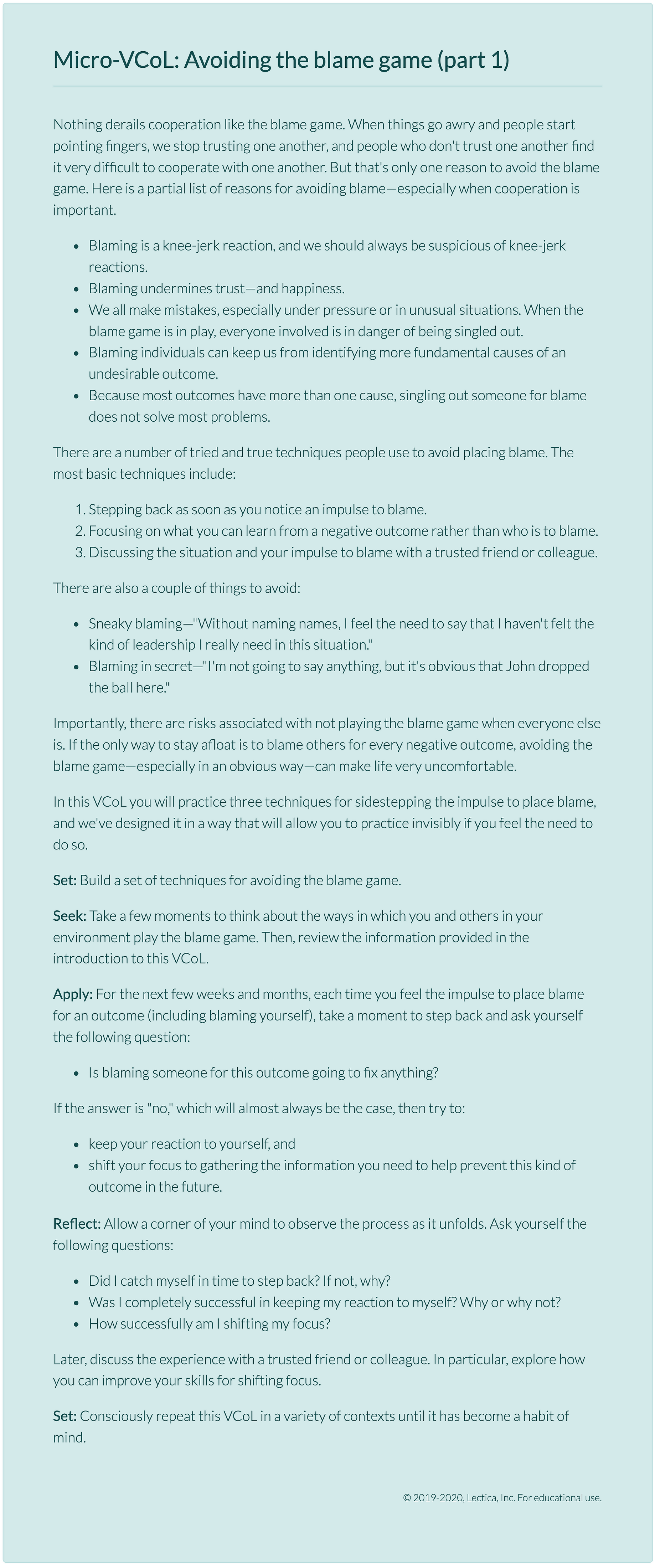 Avoiding The Blame Game A Good In A Crisis Micro Vcol From Lectica By Theo Dawson Medium