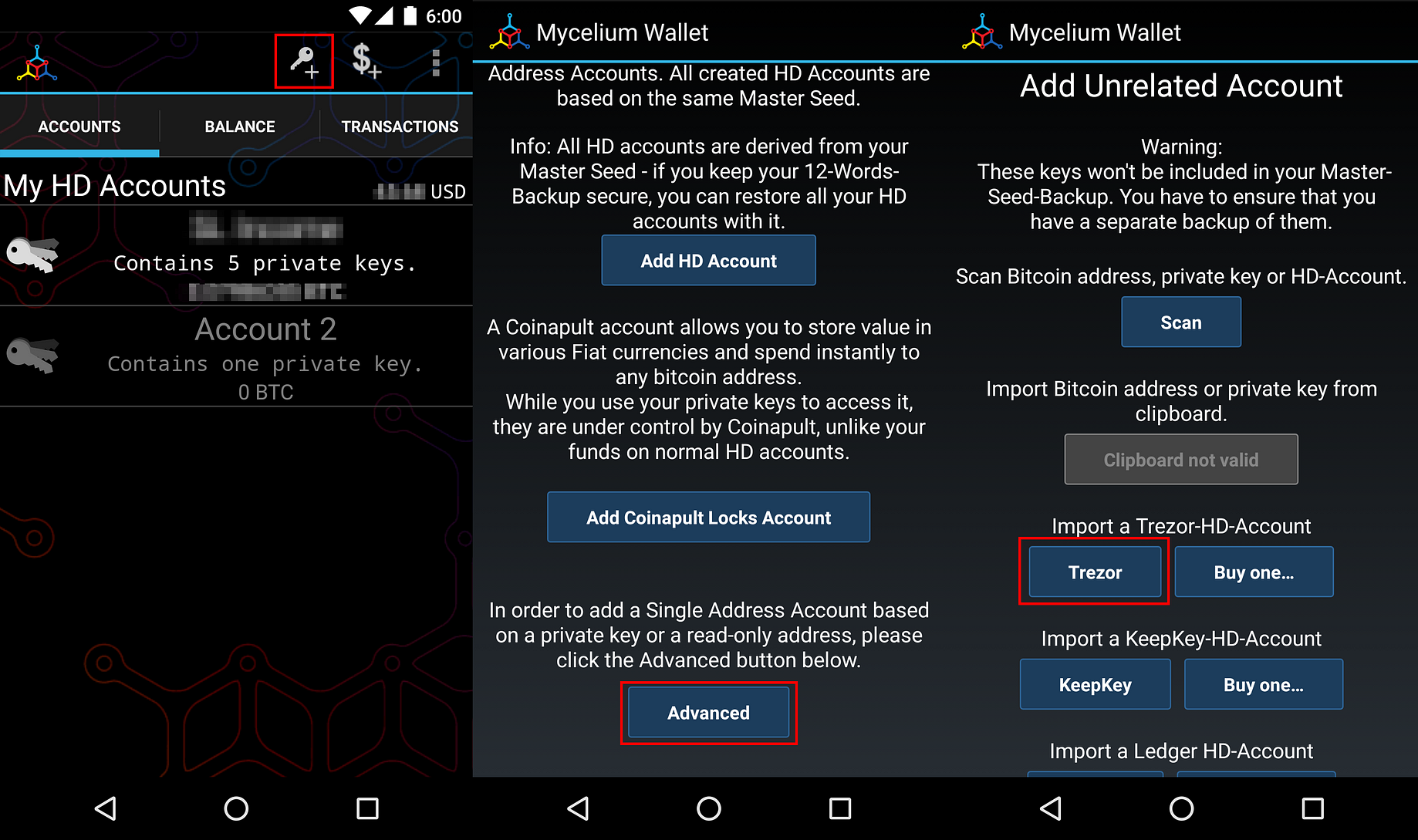 Using Mycelium To Watch Your Trezor Accounts Trezor Blog - 