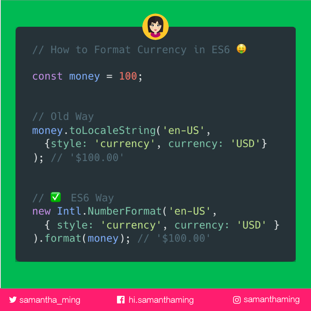 How To Format Currency In Es6 Samanthaming Com
